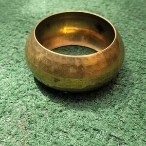 Vtg Hammered Brass Large Bangle Bracelet